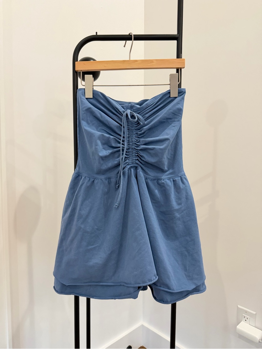 Aria Dusty Blue Ruched High-Waist Skort